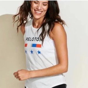 Peloton White Tank Top with Stars, Size Large
